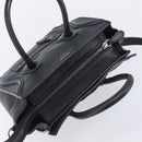CELINE Luggage Nano Shopper Hand Bag Leather 2way Black Silver Auth mr3149V-6