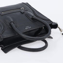 CELINE Luggage Nano Shopper Hand Bag Leather 2way Black Silver Auth mr3149V-7