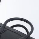 CELINE Luggage Nano Shopper Hand Bag Leather 2way Black Silver Auth mr3149V-8