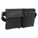 GUCCI GG Canvas Waist bag Black Silver 28566 Auth mr3150A-1