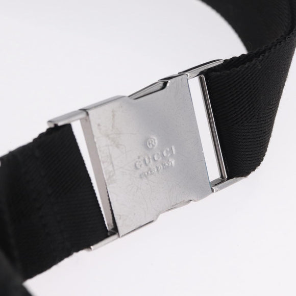 GUCCI GG Canvas Waist bag Black Silver 28566 Auth mr3150A