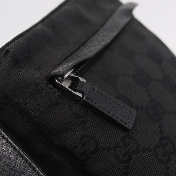 GUCCI GG Canvas Waist bag Black Silver 28566 Auth mr3150A