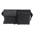 GUCCI GG Canvas Waist bag Black Silver 28566 Auth mr3150A-2