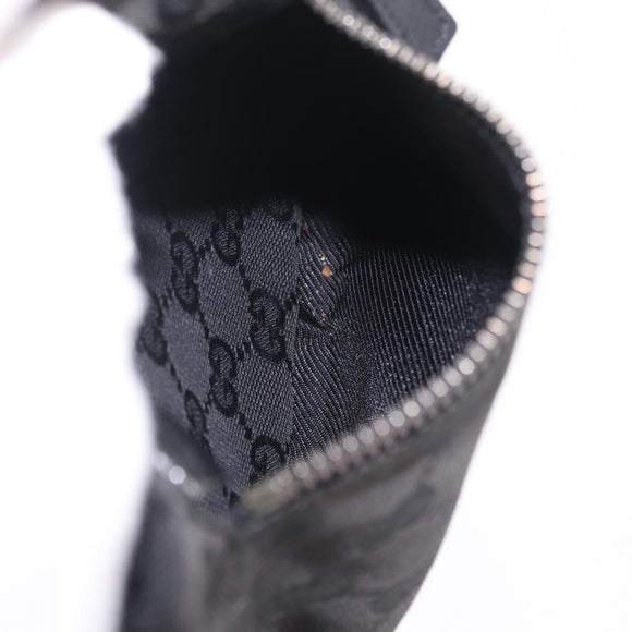 GUCCI GG Canvas Waist bag Black Silver 28566 Auth mr3150A