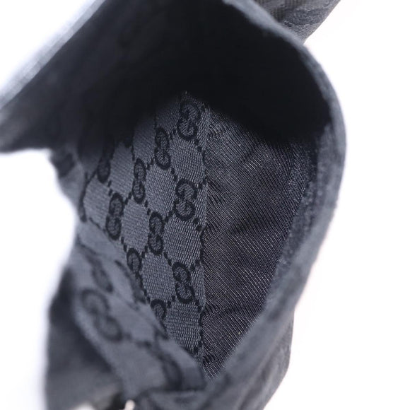 GUCCI GG Canvas Waist bag Black Silver 28566 Auth mr3150A