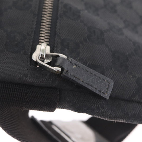 GUCCI GG Canvas Waist bag Black Silver 28566 Auth mr3150A