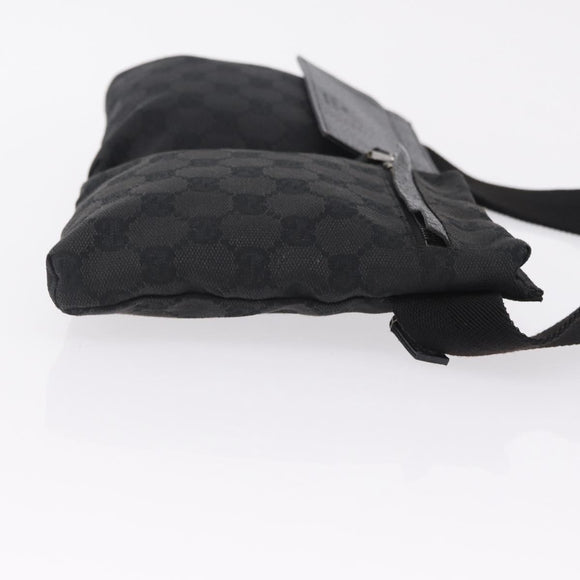 GUCCI GG Canvas Waist bag Black Silver 28566 Auth mr3150A