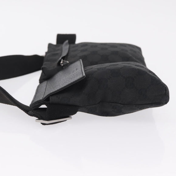 GUCCI GG Canvas Waist bag Black Silver 28566 Auth mr3150A