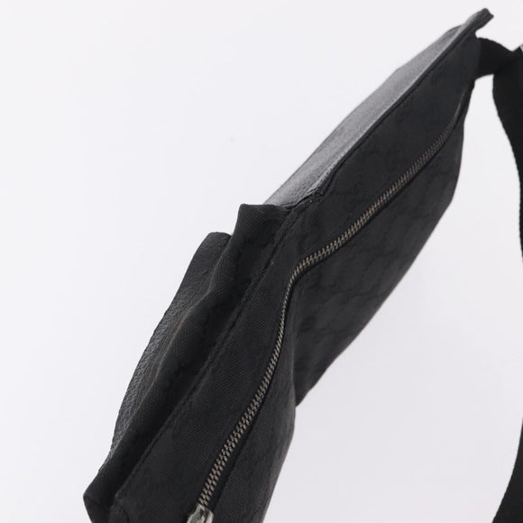 GUCCI GG Canvas Waist bag Black Silver 28566 Auth mr3150A
