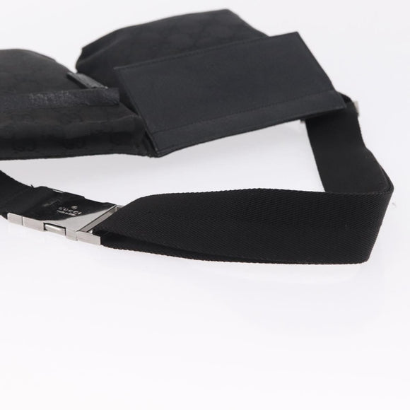 GUCCI GG Canvas Waist bag Black Silver 28566 Auth mr3150A