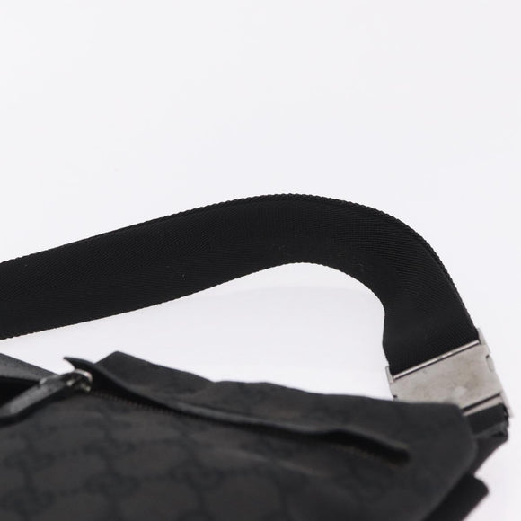 GUCCI GG Canvas Waist bag Black Silver 28566 Auth mr3150A