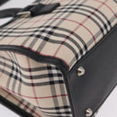 BURBERRY Nova Check Hand Bag Canvas Beige Silver Auth mr3151-10