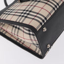 BURBERRY Nova Check Hand Bag Canvas Beige Silver Auth mr3151-12