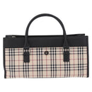 BURBERRY Nova Check Hand Bag Canvas Beige Silver Auth mr3151-2
