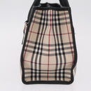 BURBERRY Nova Check Hand Bag Canvas Beige Silver Auth mr3151-5