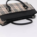 BURBERRY Nova Check Hand Bag Canvas Beige Silver Auth mr3151-6