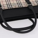 BURBERRY Nova Check Hand Bag Canvas Beige Silver Auth mr3151-7