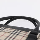BURBERRY Nova Check Hand Bag Canvas Beige Silver Auth mr3151-8