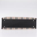 BURBERRY Nova Check Hand Bag Canvas Beige Silver Auth mr3151-9