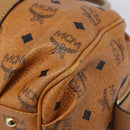MCM Vicetos Logogram Boston Bag PVC Leather Brown Gold Auth mr3152A-12