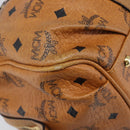 MCM Vicetos Logogram Boston Bag PVC Leather Brown Gold Auth mr3152A-13