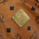 MCM Vicetos Logogram Boston Bag PVC Leather Brown Gold Auth mr3152A-15