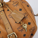MCM Vicetos Logogram Boston Bag PVC Leather Brown Gold Auth mr3152A-18