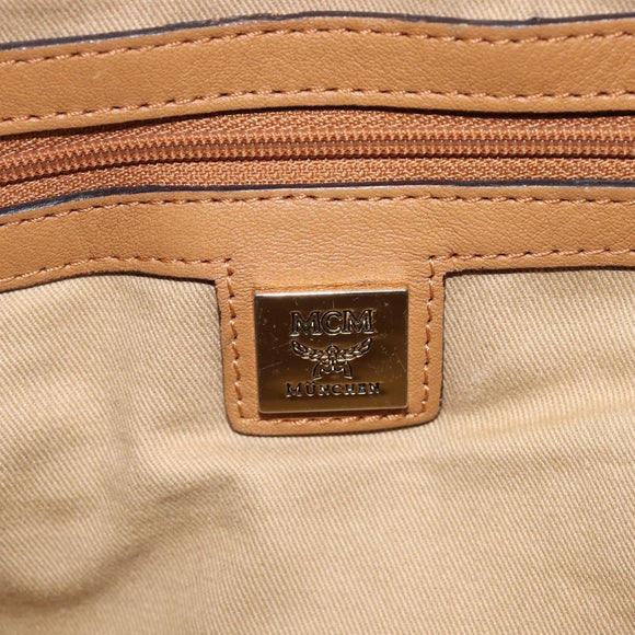 MCM Vicetos Logogram Boston Bag PVC Leather Brown Gold Auth mr3152A