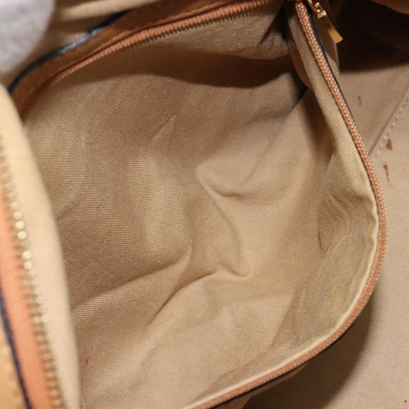 MCM Vicetos Logogram Boston Bag PVC Leather Brown Gold Auth mr3152A