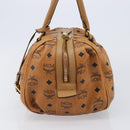 MCM Vicetos Logogram Boston Bag PVC Leather Brown Gold Auth mr3152A-4