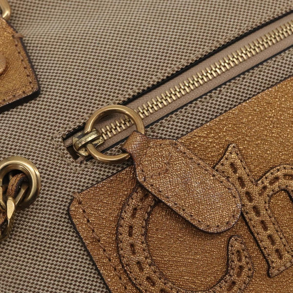 Chloe Harley Hand Bag Canvas Beige Gold Auth mr3153A