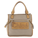 Chloe Harley Hand Bag Canvas Beige Gold Auth mr3153A-2