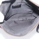FENDI Zucchino Canvas Shoulder Bag Dark Brown Silver Auth mr3155-17