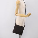 FENDI Zucchino Canvas Shoulder Bag Dark Brown Silver Auth mr3155-22