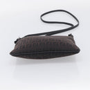 FENDI Zucchino Canvas Shoulder Bag Dark Brown Silver Auth mr3155-9