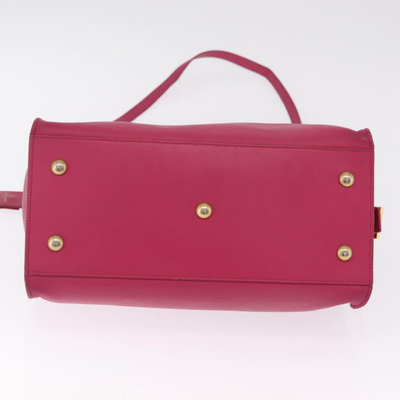 Saint Laurent Hand Bag Leather 2way Pink Gold Auth mr3162A