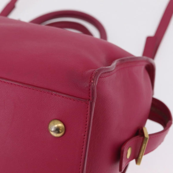 Saint Laurent Hand Bag Leather 2way Pink Gold Auth mr3162A