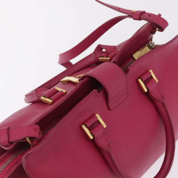Saint Laurent Hand Bag Leather 2way Pink Gold Auth mr3162A