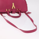 Saint Laurent Hand Bag Leather 2way Pink Gold Auth mr3162A-9