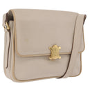 CELINE Shoulder Bag Leather Beige Gold Auth mr3163-1