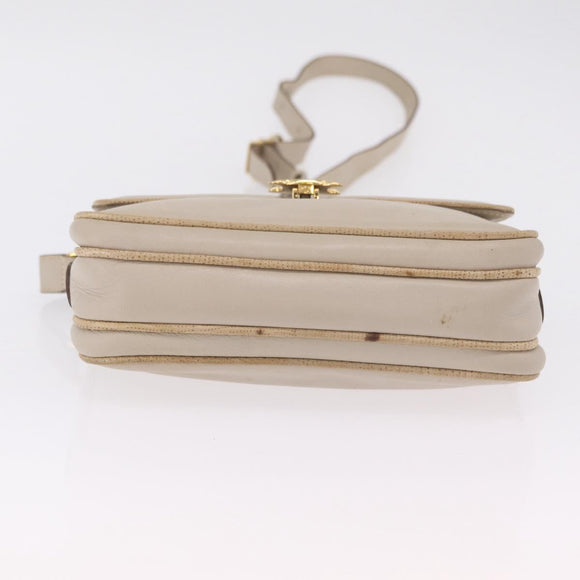 CELINE Shoulder Bag Leather Beige Gold Auth mr3163