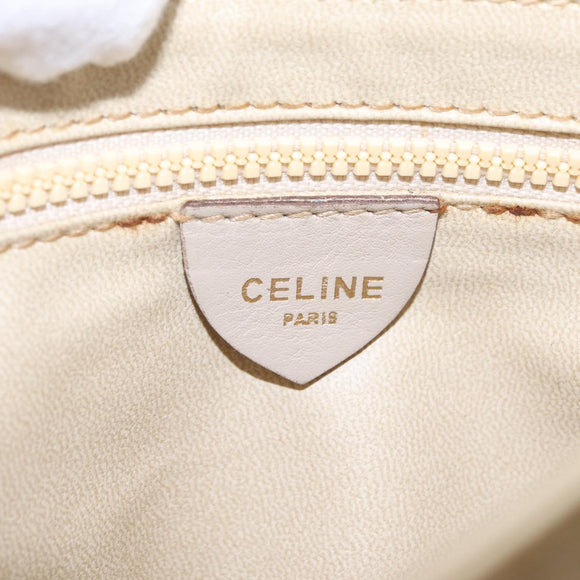 CELINE Shoulder Bag Leather Beige Gold Auth mr3163
