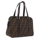 FENDI Zucca Canvas Hand Bag Black Brown Auth mr3164-1