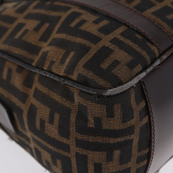 FENDI Zucca Canvas Hand Bag Black Brown Auth mr3164