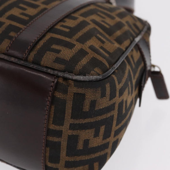 FENDI Zucca Canvas Hand Bag Black Brown Auth mr3164