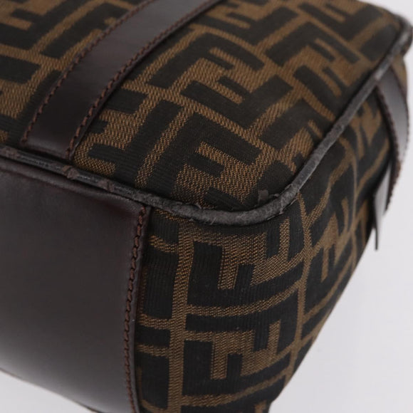 FENDI Zucca Canvas Hand Bag Black Brown Auth mr3164