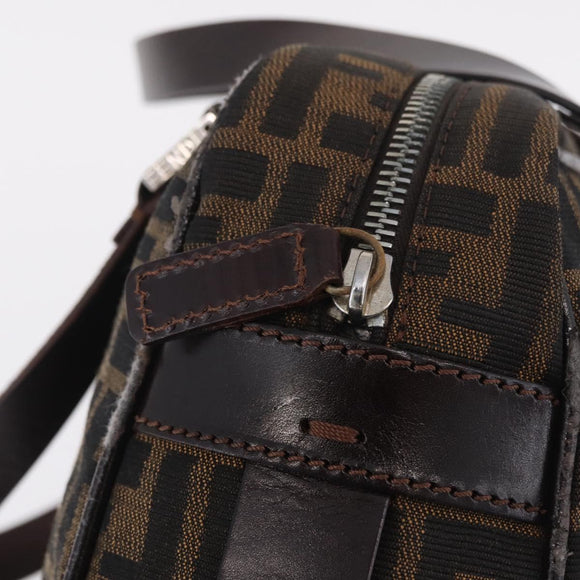 FENDI Zucca Canvas Hand Bag Black Brown Auth mr3164