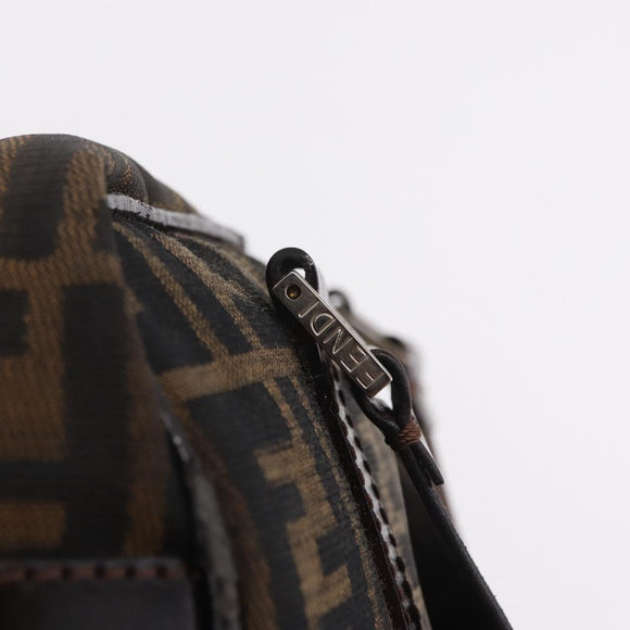FENDI Zucca Canvas Hand Bag Black Brown Auth mr3164