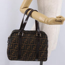 FENDI Zucca Canvas Hand Bag Black Brown Auth mr3164-23