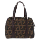 FENDI Zucca Canvas Hand Bag Black Brown Auth mr3164-3
